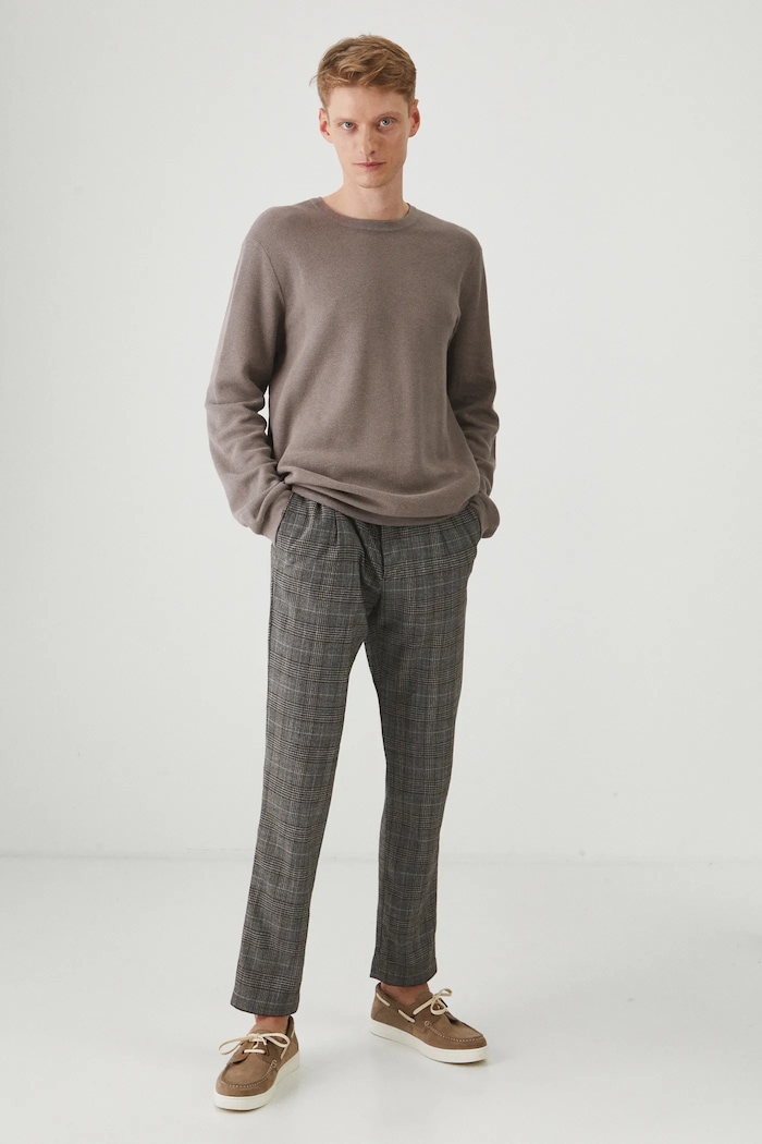 Sweter męski z fakturą kolor brązowy RS25-SWM020 brązowy RS25