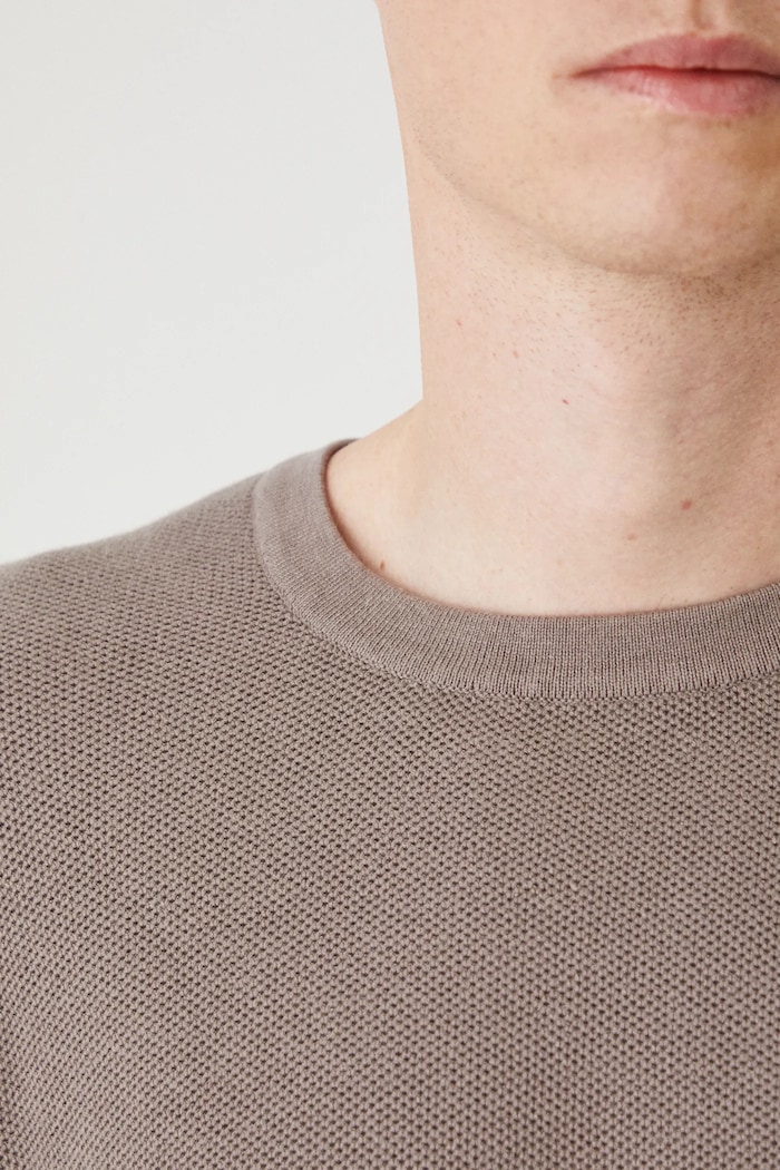 Sweter męski z fakturą kolor brązowy RS25-SWM020 brązowy