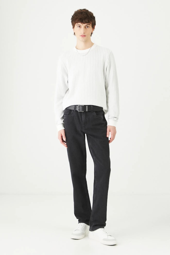 Sweter bawełniany męski z fakturą kolor szary RS25-SWM301 szary RS25