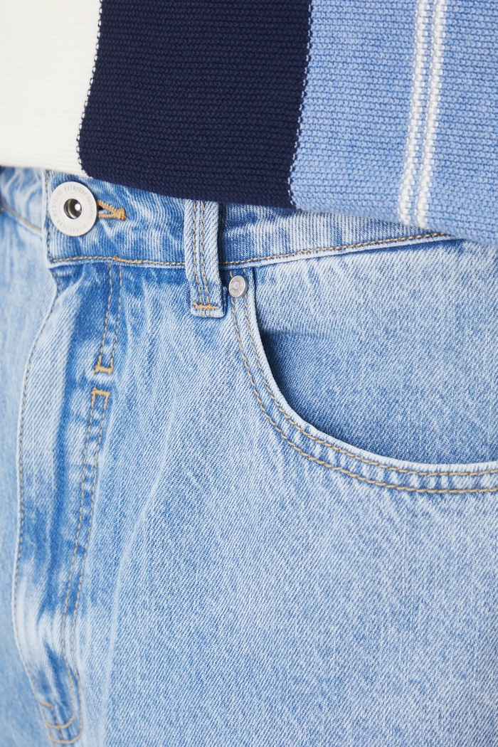 Bavlnené šortky pánske loose s praným efektom modrá RS25-SZM703