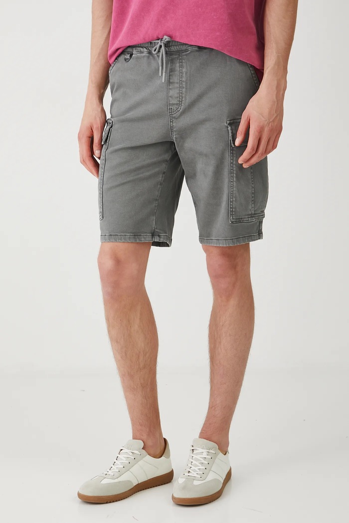 Szorty jeansowe męskie z kieszeniami cargo kolor szary RS25-SZM924 szary RS25