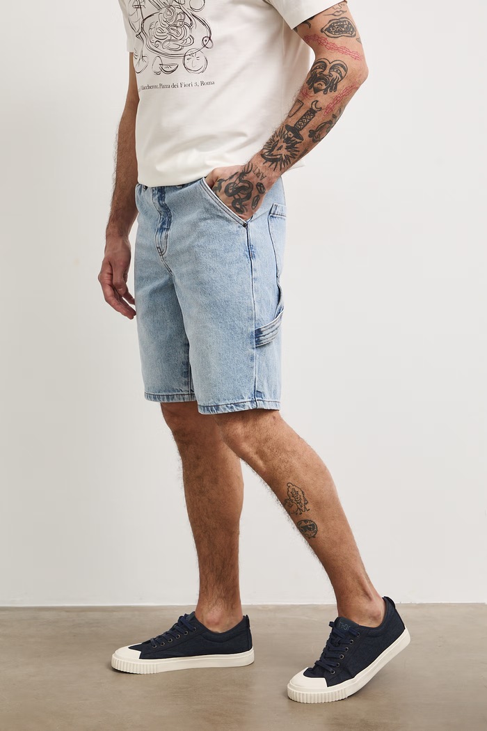 Szorty jeansowe męskie loose kolor niebieski RS25-SZMC40 niebieski RS26