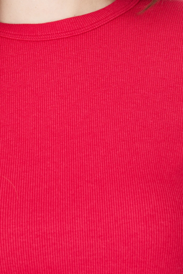 T-shirt damski prążkowany z modalem kolor czerwony RS25-TSD010 czerwony