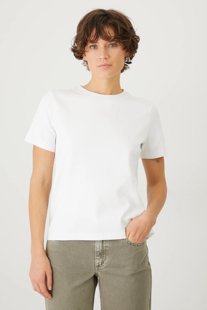 T-shirt bawełniany damski gładki interlock kolor biały bawełna biały RS25-TSD030