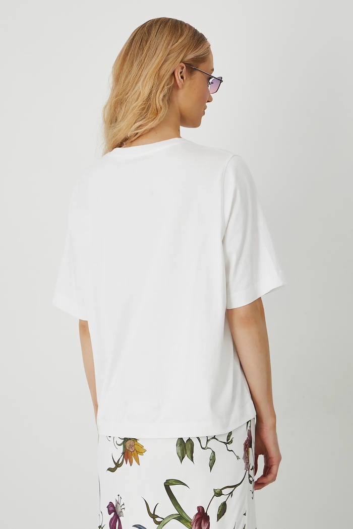 Odzież T-shirt bawełniany damski z elastanem gładki kolor biały RS25-TSD094 biały