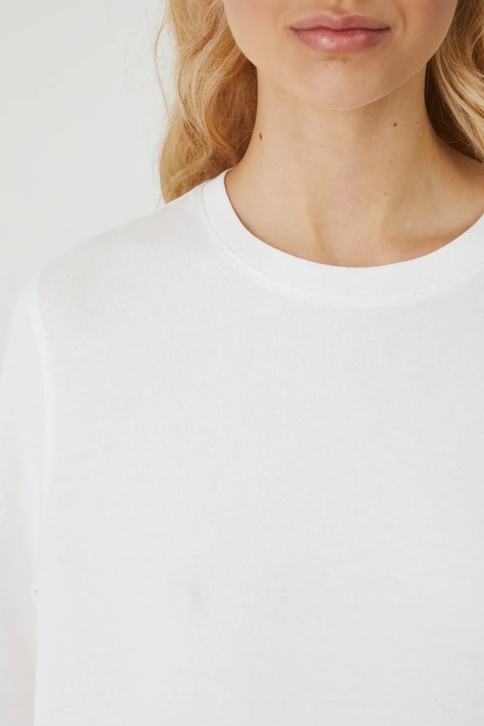 T-shirt bawełniany damski z elastanem gładki kolor biały biały RS25-TSD094