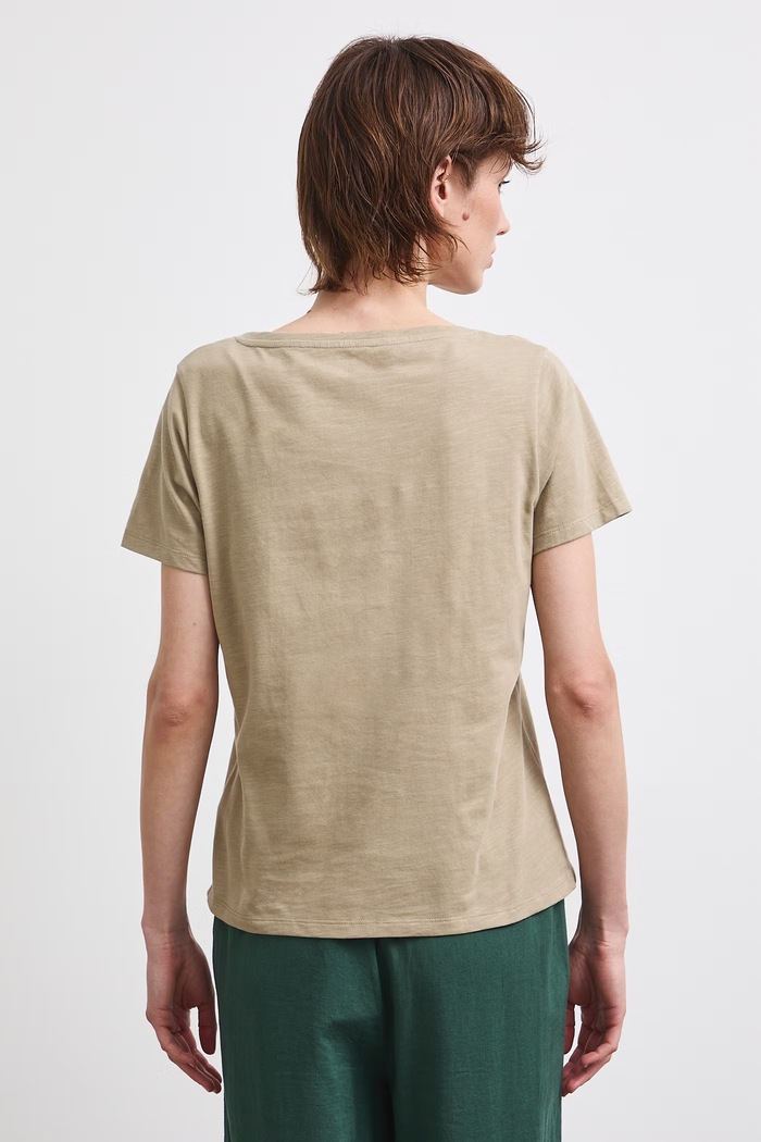 T-shirt bawełniany damski gładki kolor zielony zielony RS25-TSD0B0