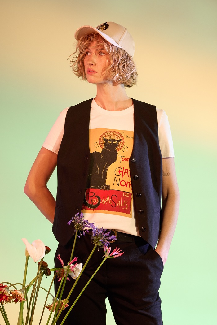 T-shirt bawełniany damski z kolekcji Eviva L'arte z elastanem kolor beżowy beżowy RS25.TSD259