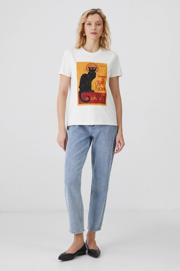 Odzież T-shirt bawełniany damski z kolekcji Eviva L'arte z elastanem kolor beżowy RS25.TSD259 beżowy