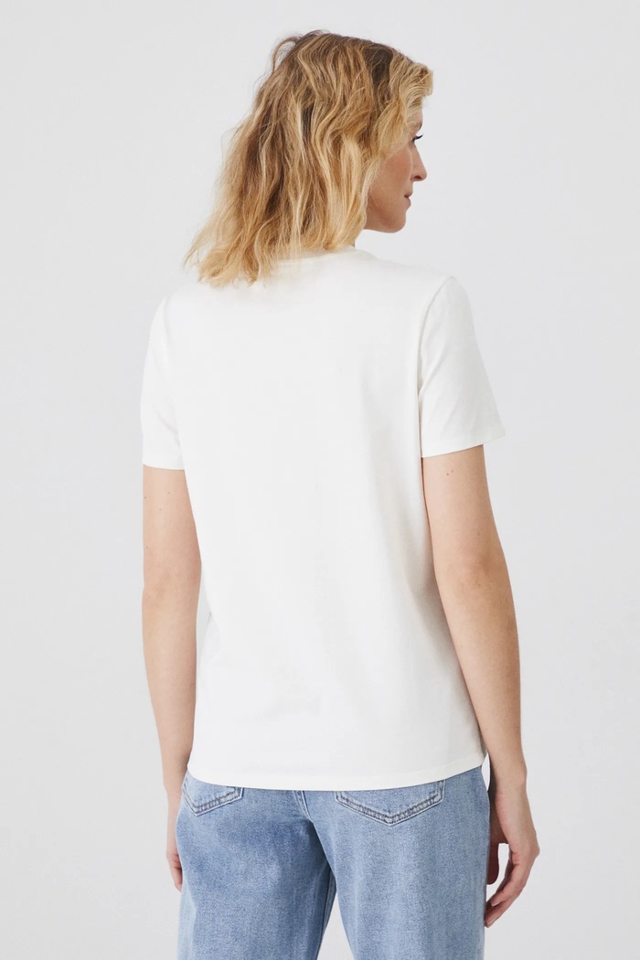 T-shirt bawełniany damski z kolekcji Eviva L'arte z elastanem kolor beżowy RS25.TSD259 beżowy