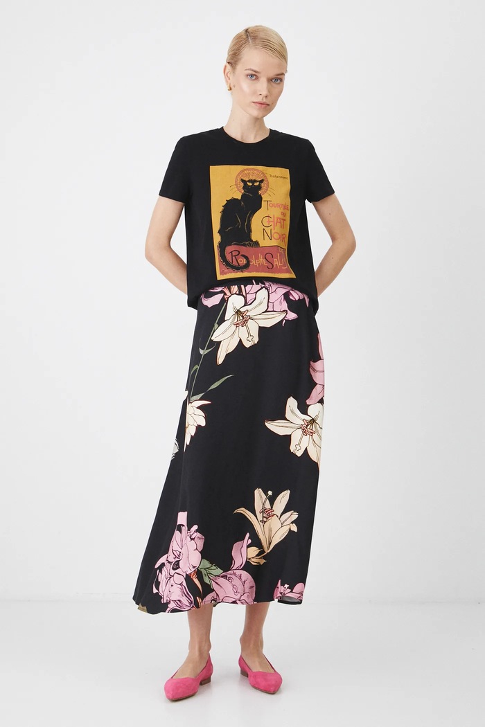 Odzież T-shirt bawełniany damski z kolekcji Eviva L'arte z elastanem kolor czarny RS25.TSD259 czarny