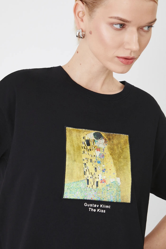 Bavlněné tričko ze speciální kolekce Eviva L'arte černá barva RS25.TSD261 černá RS25