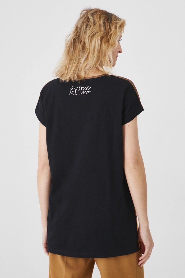 T-shirt bawełniany damski z kolekcji Eviva L'arte kolor czarny czarny RS25-TSD262