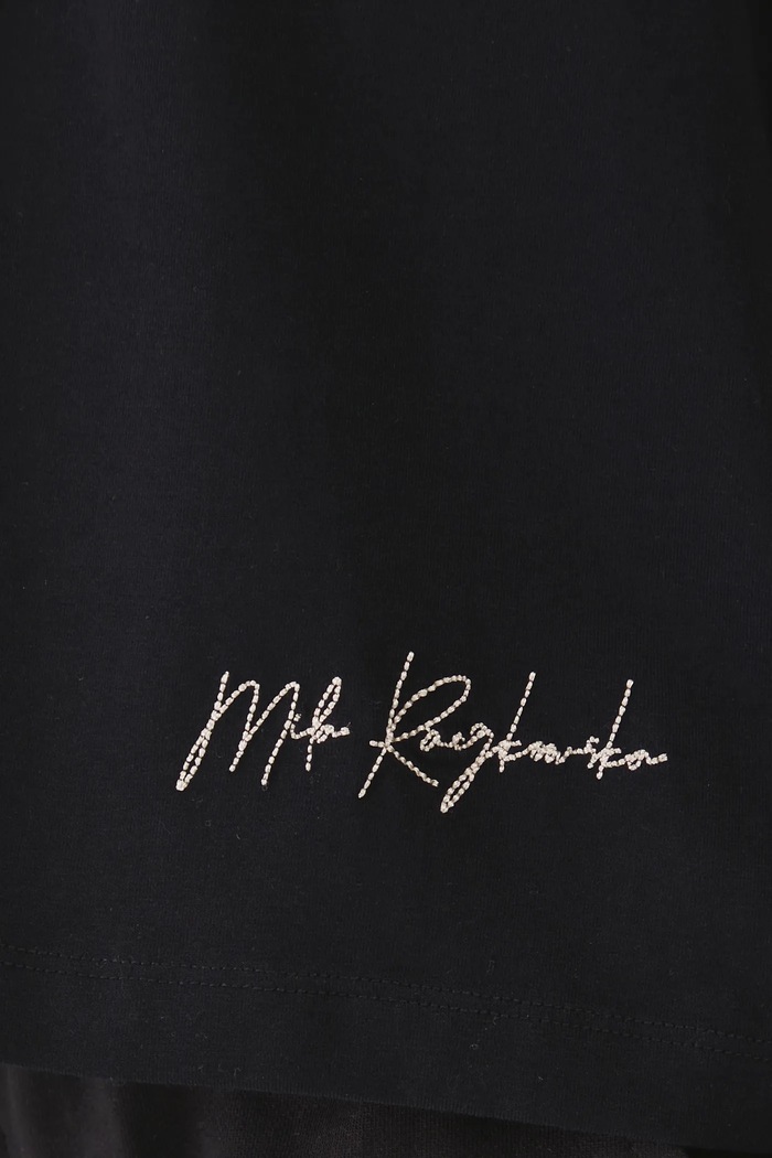 T-shirt bawełniany damski z elastanem by Mila Raczkowska, Grafika Polska kolor czarny RS25-TSD458