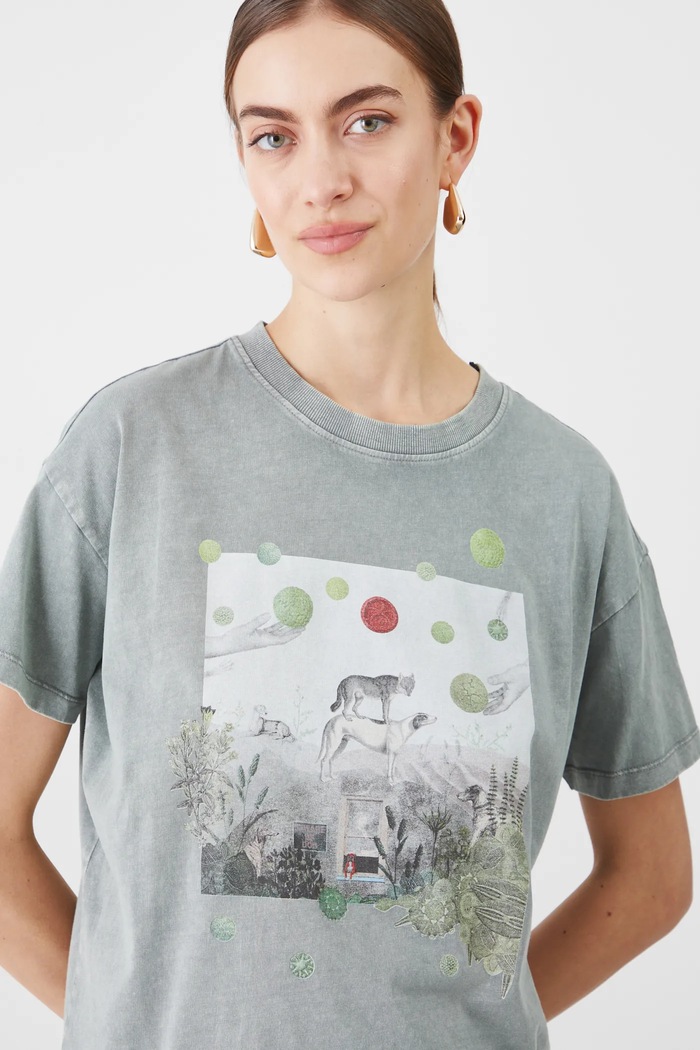 T-shirt bawełniany damski by Nieszka Skłodowska, Grafika Polska kolor zielony zielony RS25.TSD463