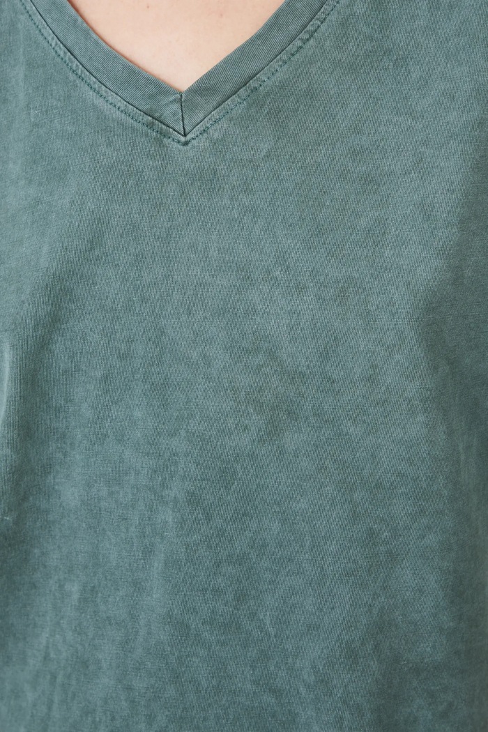 T-shirt bawełniany damski z nadrukiem kolor zielony RS25-TSD605