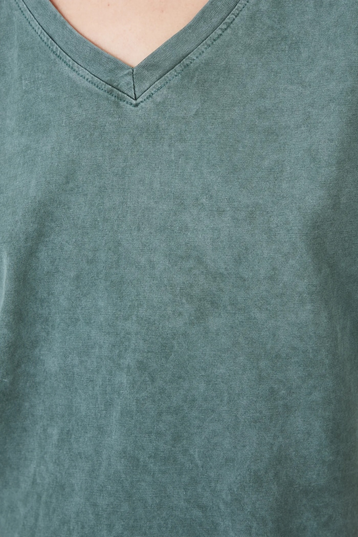 T-shirt bawełniany damski z nadrukiem kolor zielony RS25-TSD605