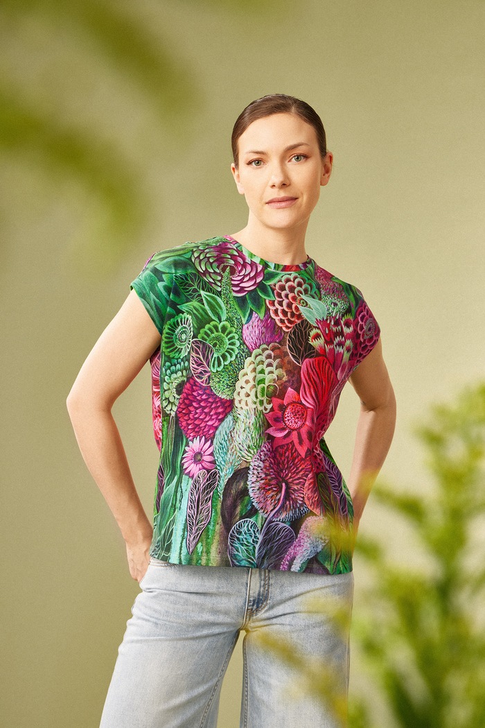 Medicine tricou din bumbac flori multicolor RS25-TSD650