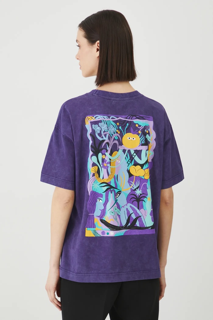 Odzież T-shirt bawełniany damski by Barbora Idesová, Sense of Values kolor fioletowy RS25-TSD657 fioletowy