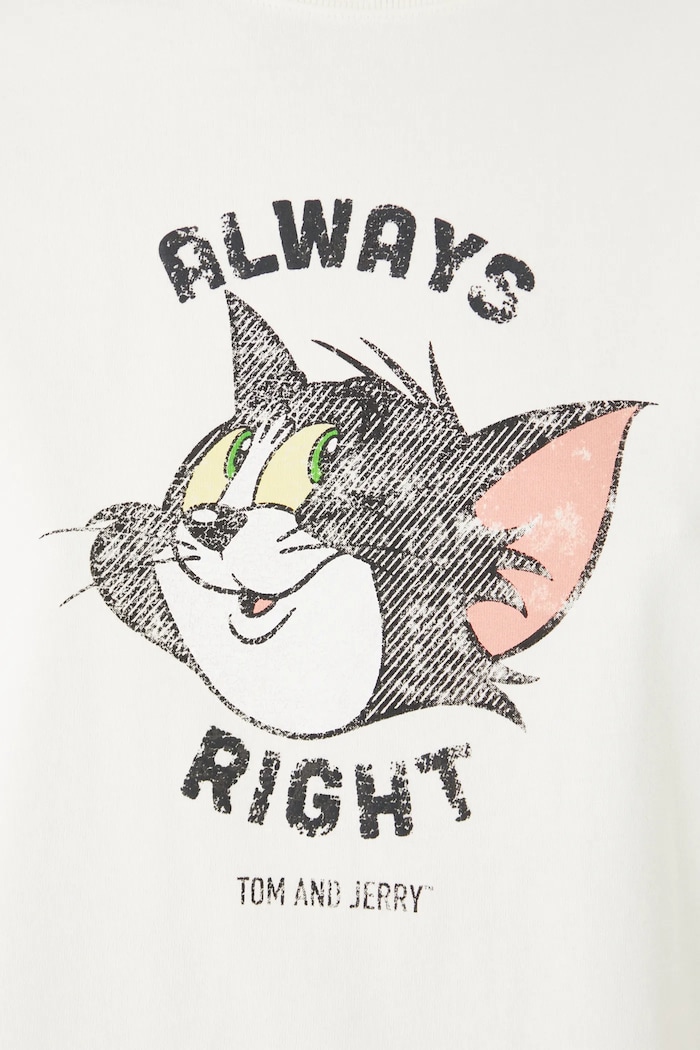 T-shirt bawełniany damski Tom and Jerry kolor beżowy RS25-TSD672