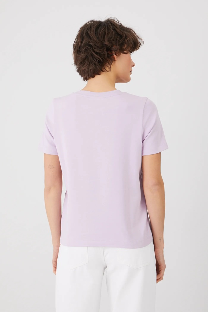 Odzież T-shirt bawełniany damski z elastanem interlock kolor fioletowy RS25-TSD714 fioletowy