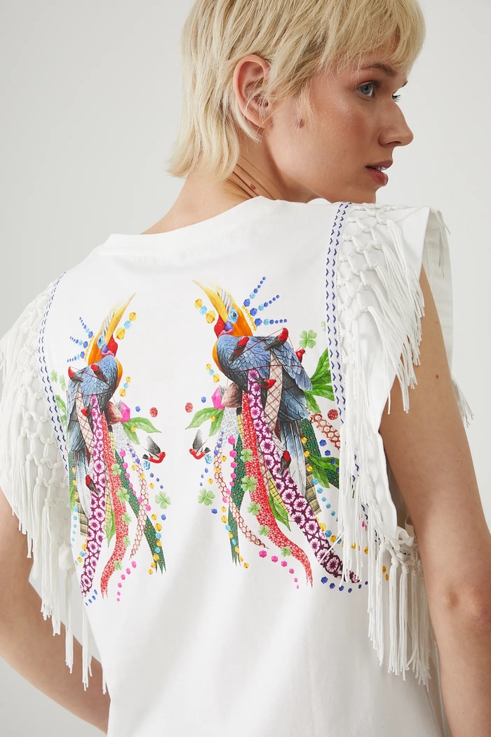 T-shirt bawełniany damski z kolekcji El Gato Chimney x Medicine kolor biały RS25-TSD852