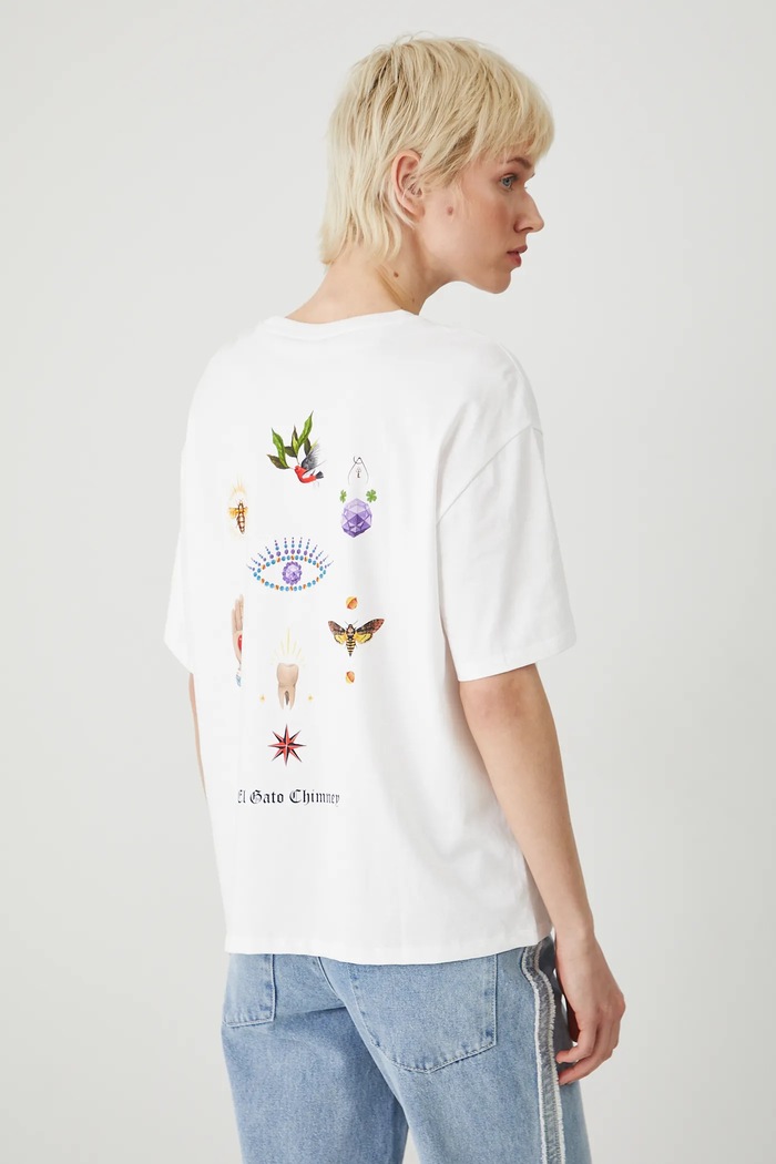 T-shirt bawełniany damski z kolekcji El Gato Chimney x Medicine kolor biały RS25-TSD857 biały RS25