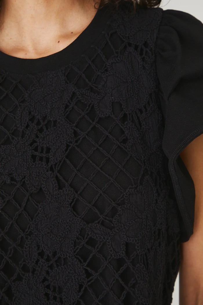 T-shirt bawełniany damski z aplikacją kolor czarny RS25-TSD900 czarny