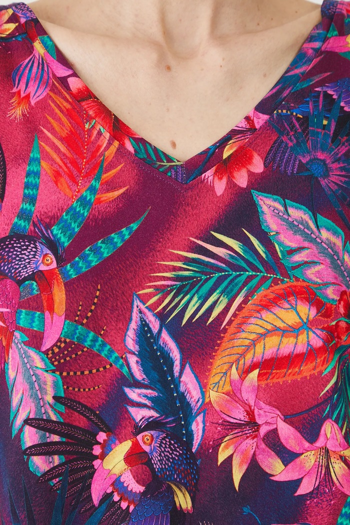 T-shirt bawełniany damski wzorzysty kolor multicolor RS25-TSDA08 multicolor