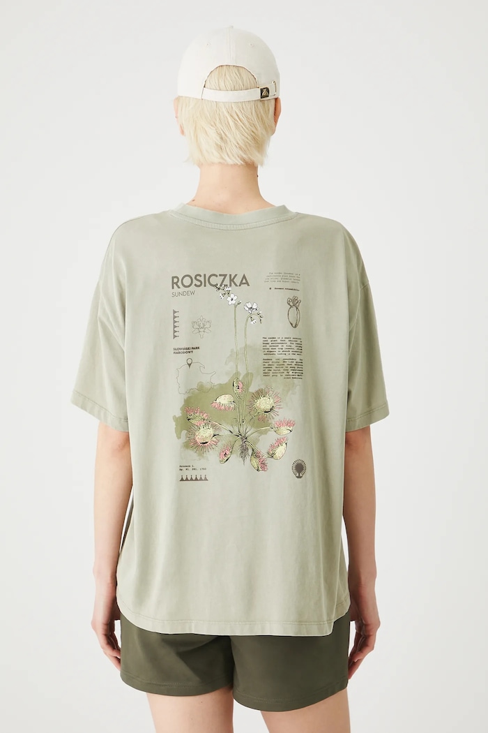 T-shirt bawełniany damski z kolekcji Medicine x Słowiński Park Narodowy kolor zielony zielony RS25-TSDA51
