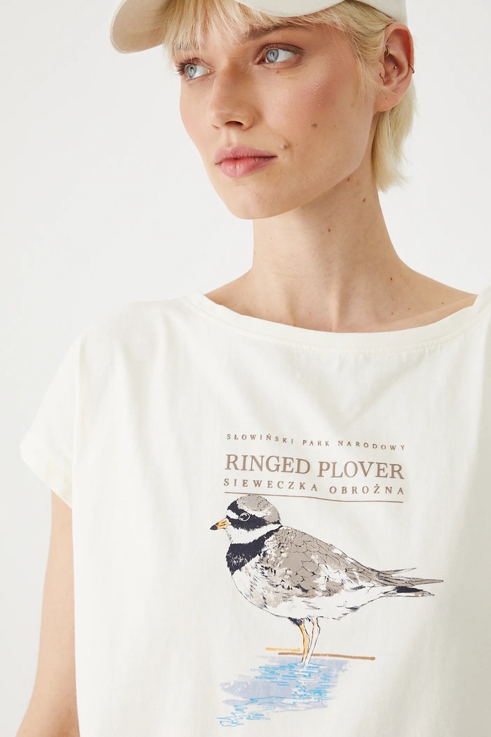 T-shirt bawełniany damski z kolekcji Medicine x Słowiński Park Narodowy kolor beżowy RS25-TSDA53 beżowy