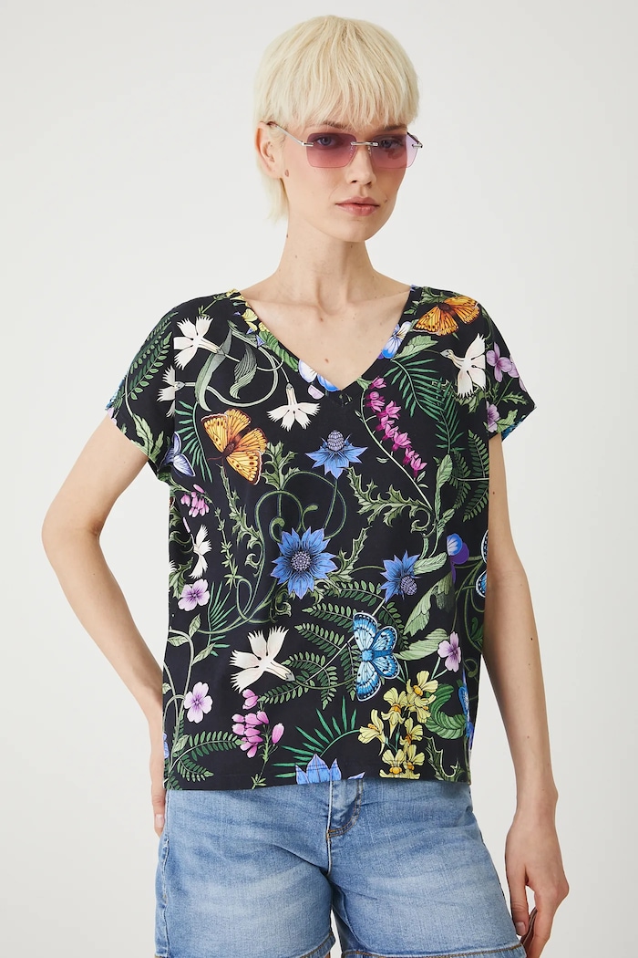 T-shirt bawełniany damski z kolekcji Medicine x Słowiński Park Narodowy kolor czarny RS25-TSDA56 czarny RS25
