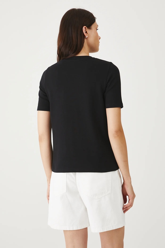 Odzież T-shirt bawełniany damski z elastanem interlock kolor czarny RS25-TSDB12 czarny