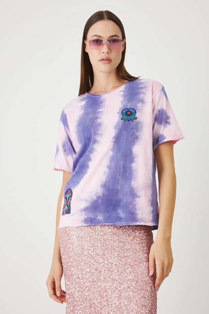 T-shirt bawełniany damski z nadrukami kolor multicolor RS25-TSDC00 multicolor RS25