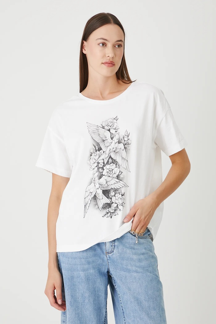 T-shirt bawełniany damski Tattoo Art by Natalia Perrote RS25-TSDC58 biały RS25
