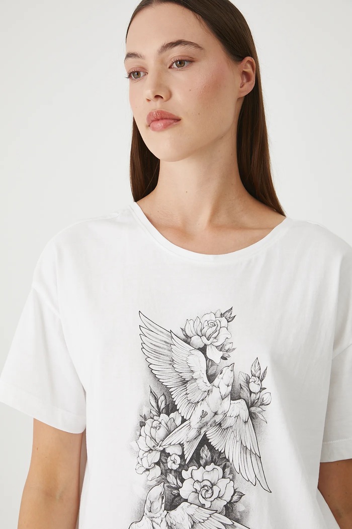 T-shirt bawełniany damski Tattoo Art by Natalia Perrote RS25-TSDC58 biały