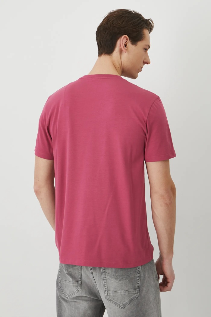 Odzież T-shirt bawełniany męski z elastanem gładki kolor różowy RS25-TSM054 różowy