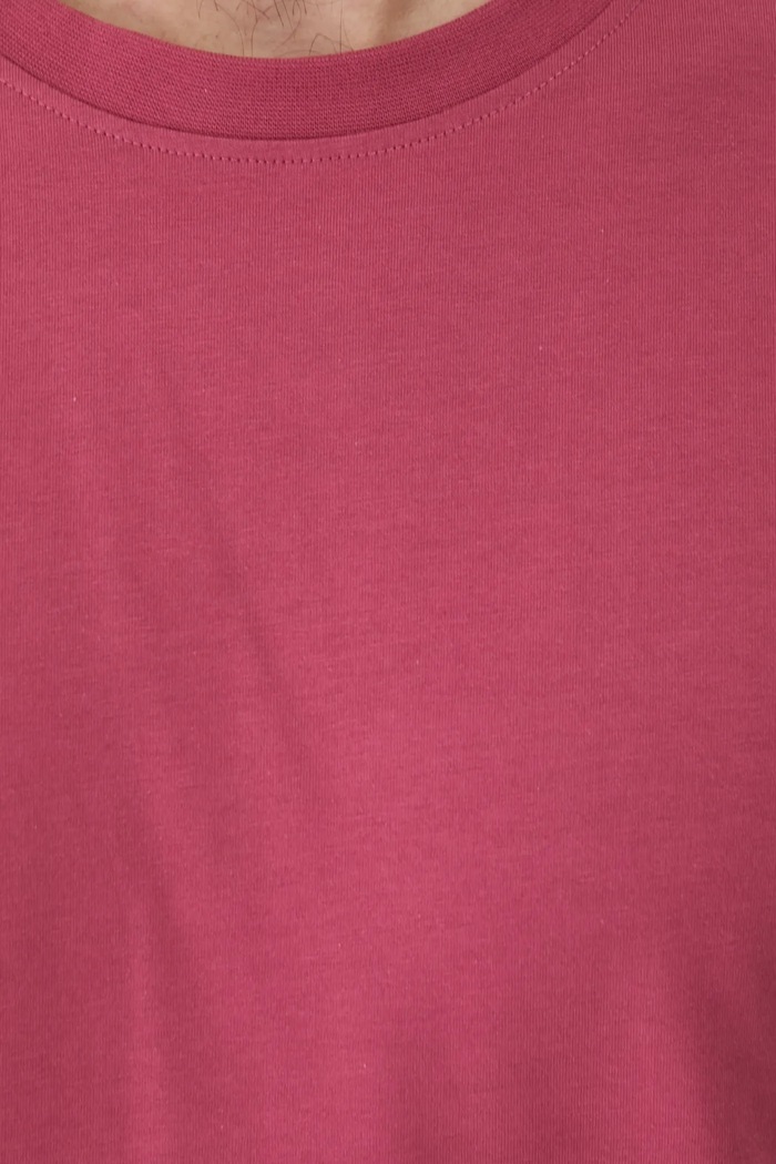 T-shirt bawełniany męski z elastanem gładki kolor różowy różowy RS25-TSM054