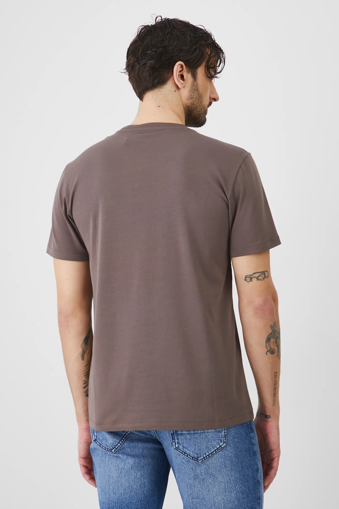 Odzież T-shirt bawełniany męski z elastanem gładki kolor brązowy RS25-TSM054 brązowy