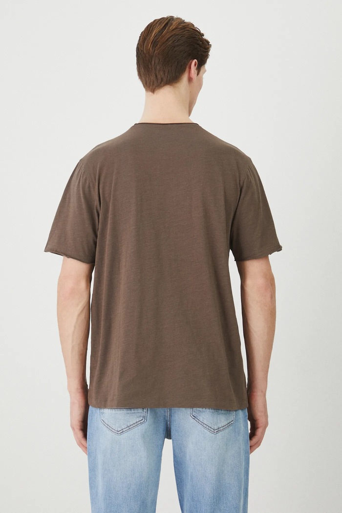 Odzież T-shirt bawełniany męski gładki kolor brązowy RS25-TSM060 brązowy