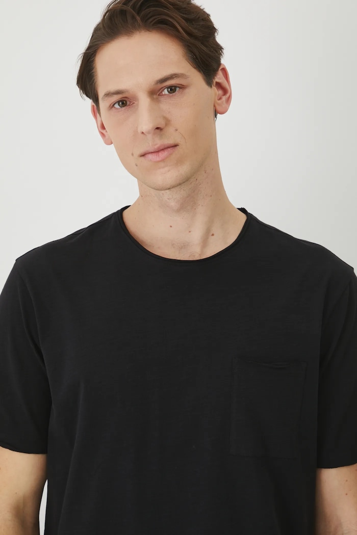 T-shirt bawełniany męski gładki kolor czarny czarny RS25-TSM060
