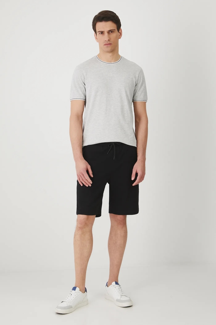T-shirt bawełniany męski z elastanem z dzianiny strukturalnej kolor szary RS25-TSM070 szary RS25