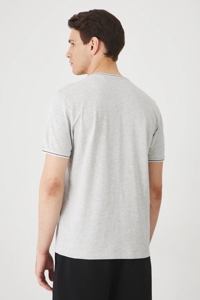 Odzież T-shirt bawełniany męski z elastanem z dzianiny strukturalnej kolor szary RS25-TSM070 szary