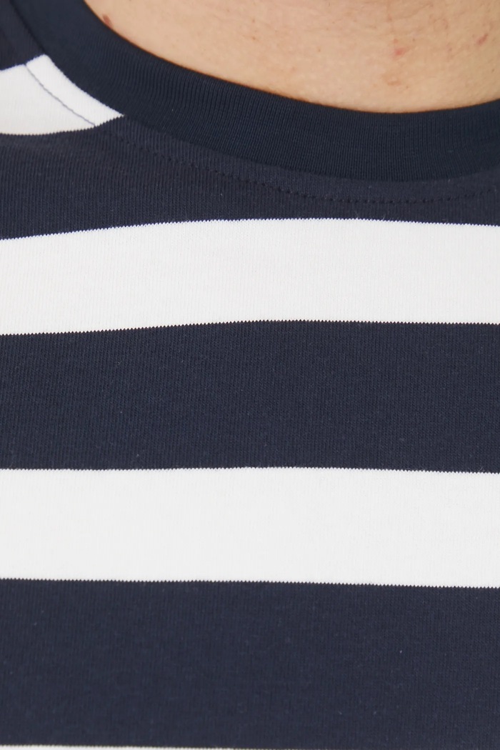T-shirt bawełniany męski w pasy interlock kolor beżowy RS25-TSM072 beżowy