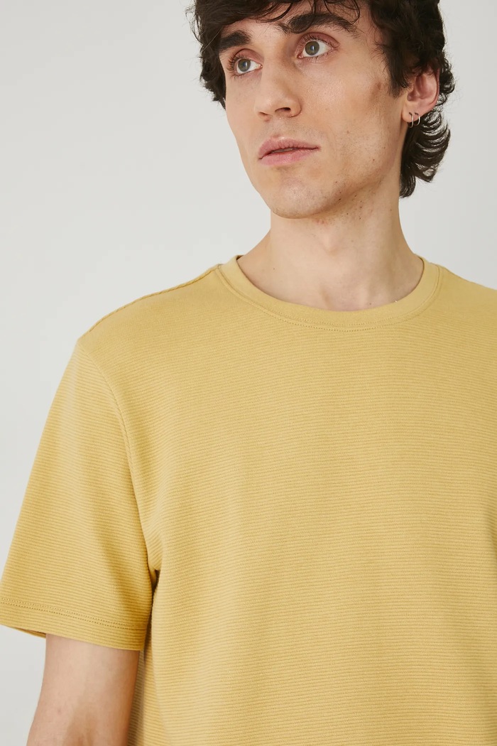 T-shirt bawełniany męski z fakturą kolor żółty RS25-TSM080 żółty