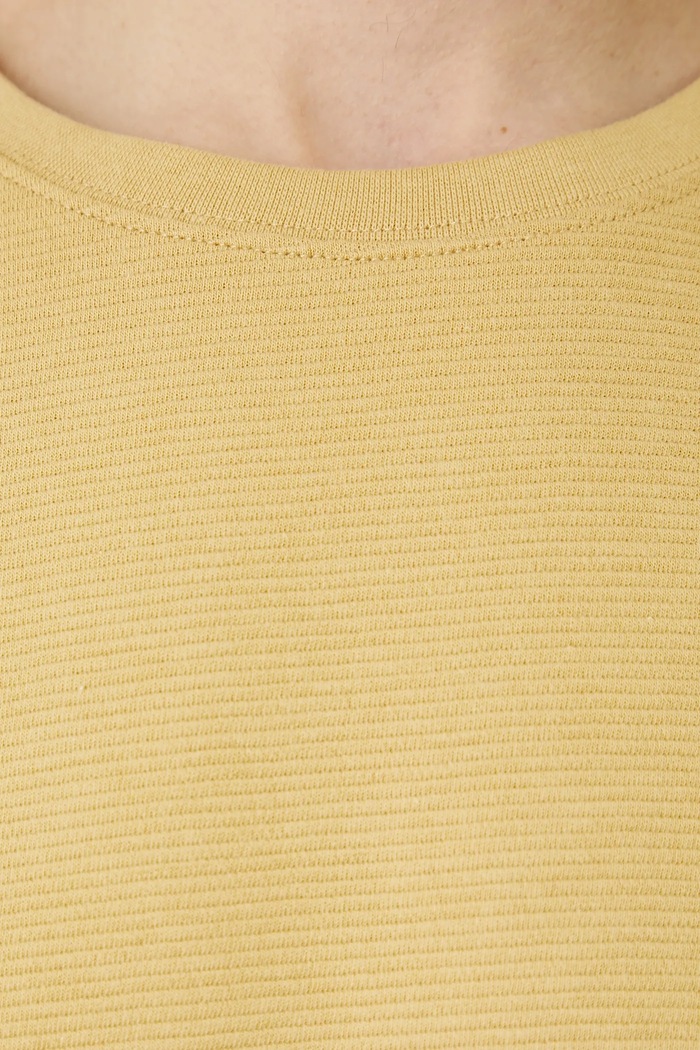 T-shirt bawełniany męski z fakturą kolor żółty RS25-TSM080