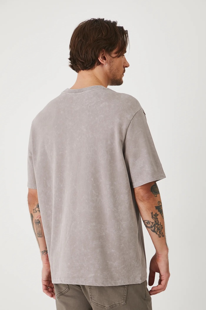 Odzież T-shirt bawełniany męski z efektem sprania kolor szary RS25-TSM092 szary
