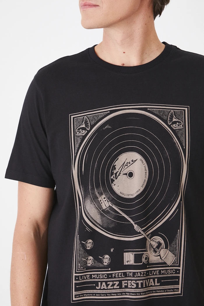 T-shirt bawełniany męski z nadrukiem kolor czarny RS25.TSM108 czarny