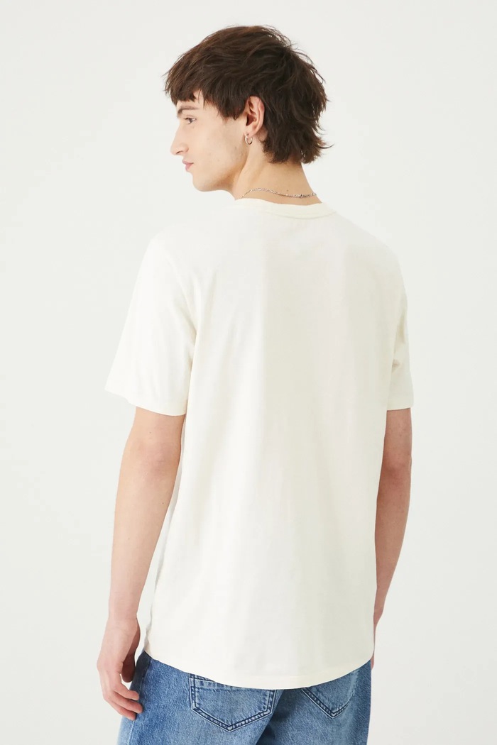 Odzież T-shirt bawełniany męski z elastanem z nadrukiem kolor beżowy RS25-TSM312 beżowy