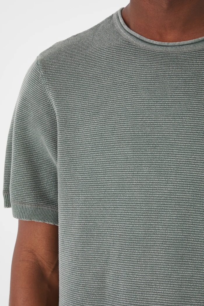 T-shirt bawełniany męski z fakturą kolor zielony RS25-TSM400 zielony